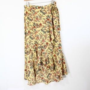 Max Studio Long Floral Skirt NEW Women Small Faux Wrap Cottage core